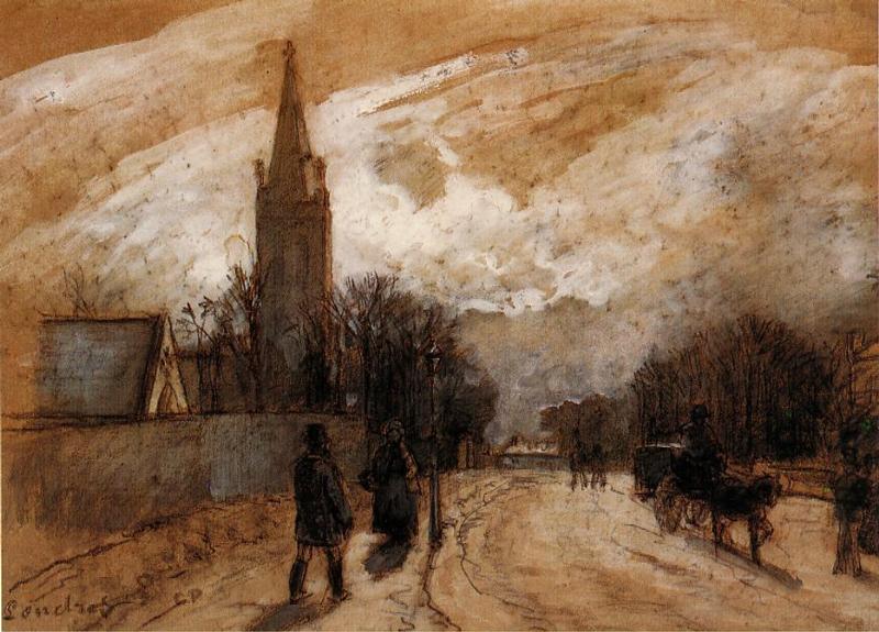 Study for All Saints Church, Upper Norwood - Camille Pissarro Paintings